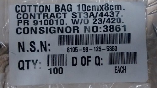 Genuine UK Military Small White Drawstring Cotton Bag//Mini Pouch Jewelery x 50