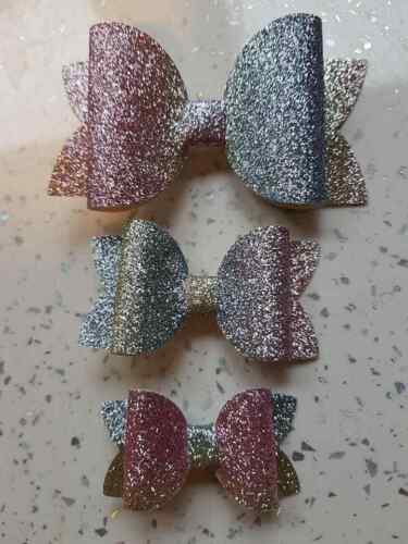 Rainbow Fine Paillettes Ombre Arcs Sur Pince Extra small Small /& Medium 2-3.5 pouces