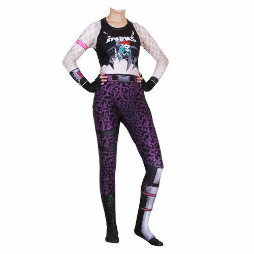Purim Fortnight costume game power chord zentai cosplay jumpsuit kids women new