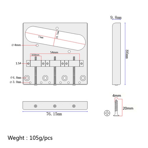 86mm Doppel Pickup Humbucker Bridge Saitenhalter Für Telecaster E-Gitarre