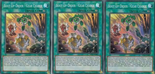 SUPER  1ST EDITION 3 X  BOOT-UP ORDER YUGIOH GEAR CHARGE  FIGA-EN003