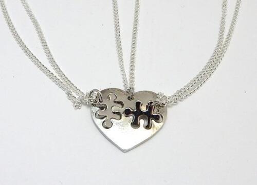 Heart Puzzle Piece 3 necklaces large heart with two fitting pieces mum children 