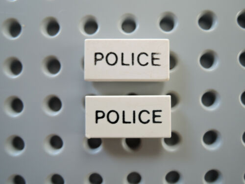 Lego 2 x Fliese 3069bpb001 weiß 1x2 bedr Police 