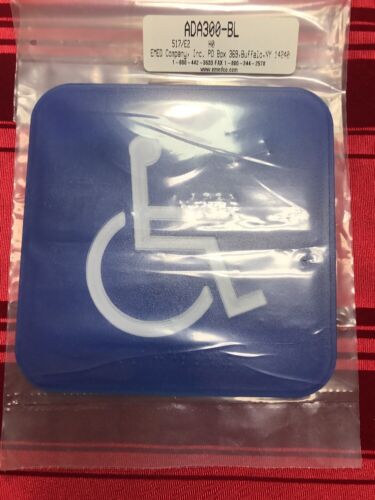 Handicap Accessible Sign Blue//white Plastic Self Adhesive 6X6 New Seal