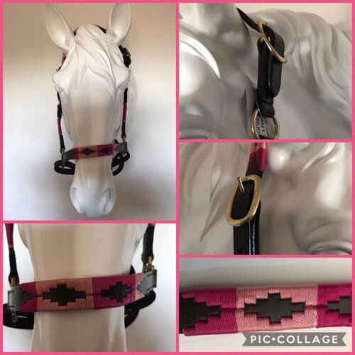 Foal Shetland Headcollar Polo Stitch Leather FREE UK Postage Pink/ Fuschia 