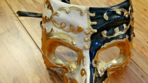 Mens Black And Gold Long Nose Masquerade Mask Robert Stanley Collection