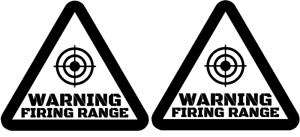2 x champ de tir triangle avertissement pistolet nerf Autocollant Mural 12.7 x 14.5 