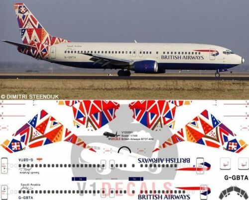 V1 Decals Boeing 737-400 British Airways for 1/144 Minicraft Model Airplane Kit 