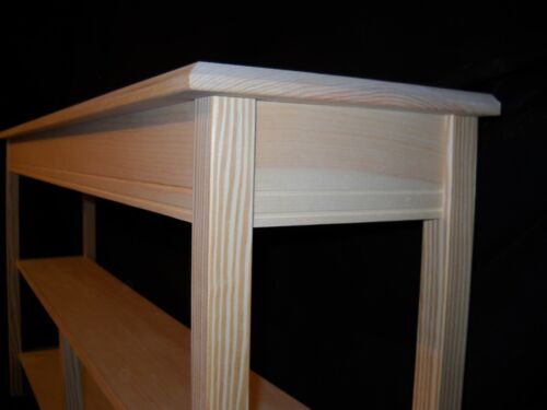 Foyer Beveled Edge 11"deep Pine Table w/2 Shelves Sofa Unfinished 60" Console 