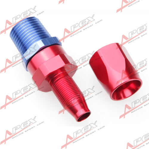 10AN 10AN To 1/2"NPT Straight Swivel Oil Gas Line Hose End Fitting Red/Blue 