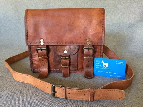 Handmade Goat Leather 9/" Shoulder Bag SXS//P Satchel iPad Mini Billy Goat Designs