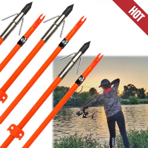 3pcs 32/"Archery Bowfishing Hunting Arrows Solid Fiberglass O.D.8mm Bow Hunting