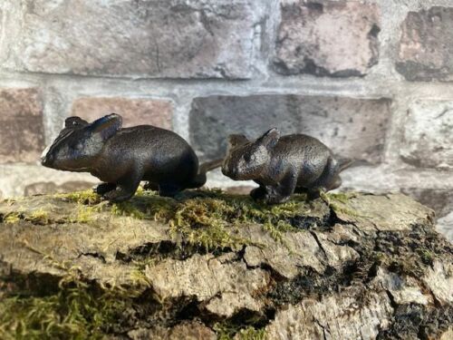 Cast Iron running Mice Indoor//Outdoor Home Ornament Set Of Two