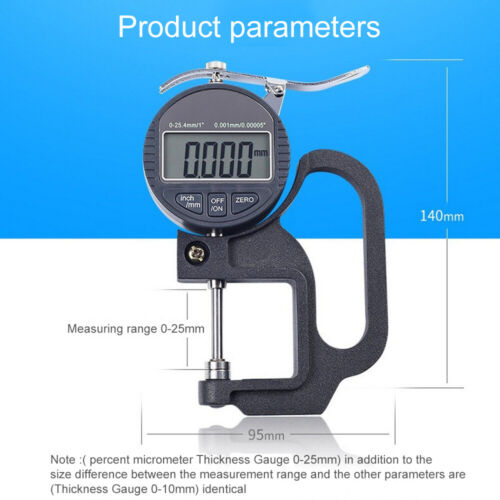 12.7mm 0.001mm Digital Micrometer Electronic Thickness Gauge Depth Meter Measure
