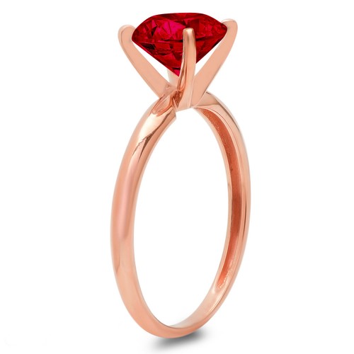 Details about / 1 Round shape Real Red Garnet Wedding Bridal Promise Designer Ring 14k Rose Gold