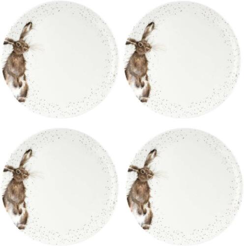4 X Official Licensed Wrendale Country Hares Coupe Porcelain Dinner Plates 