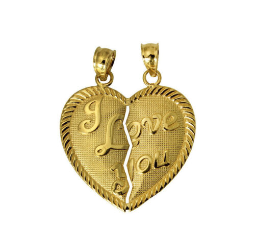 14K Yellow Gold I Love You Heart Split Charm Pendant
