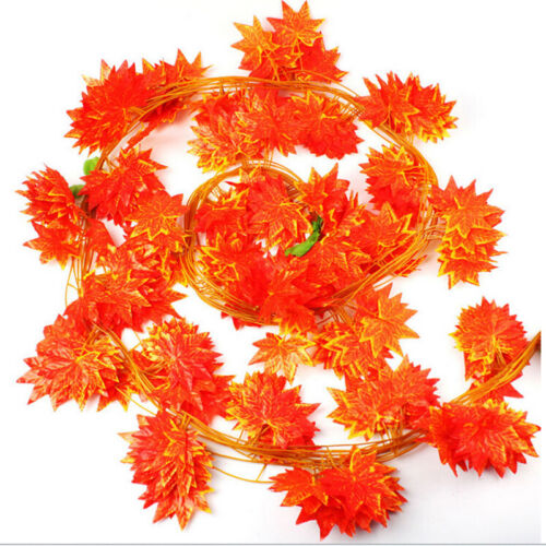 Artificial Red Autumn Maple Leaf Garland Vine For Wedding Party Home Decor SK 