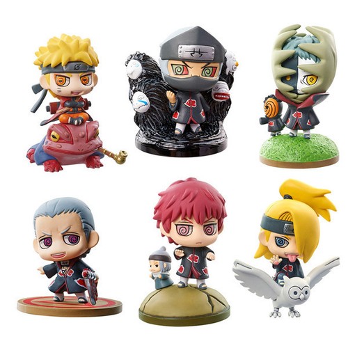 Set 6pcs Petit Chara Land Naruto Akatsuki Sasori Deidara Zetsu Kakuzu Figure 5cm