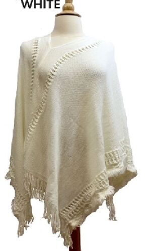 Poncho Long Wrap Châle Hiver Tricot Long Cardigan Tassel Long Net Maille Crochet 