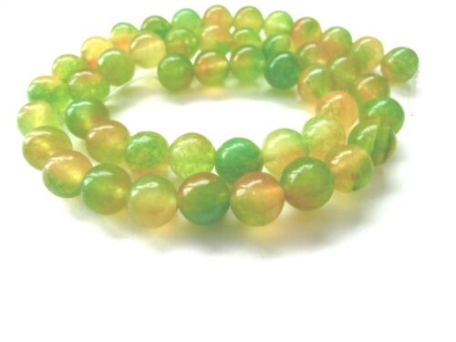 Jade balas perlas verde amarillo 8mm alrededor de joyas perlas 1 Strang #12