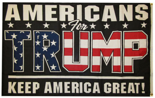 Black 100D Woven Poly Nylon Double Side 3x5 3'x5' Flag Americans For Trump KAG 