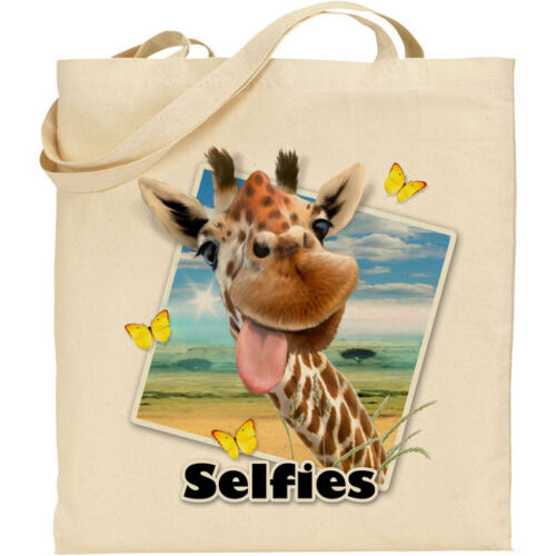Giraffe H Robinson Fun Selfie Image Reusable Cotton Shopping/Tote/Beach Bag 