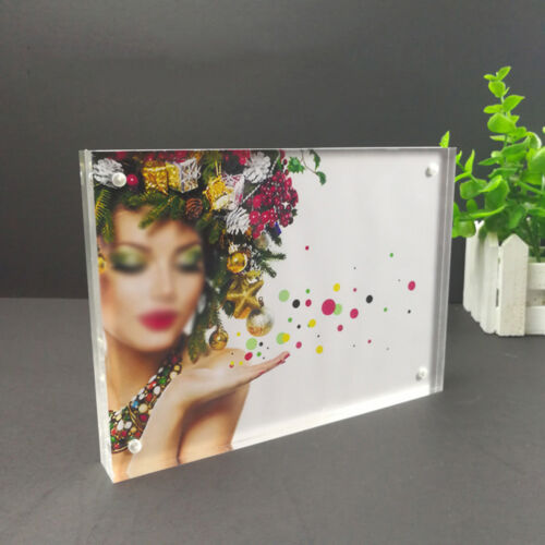 Small Freestanding Polished High,Clear Acrylic Magnetic Picture Photo Frame