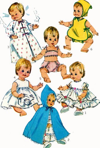 Vintage Doll Clothes PATTERN 6817 for 12 in Betsy Wetsy Ginny Baby by Ideal