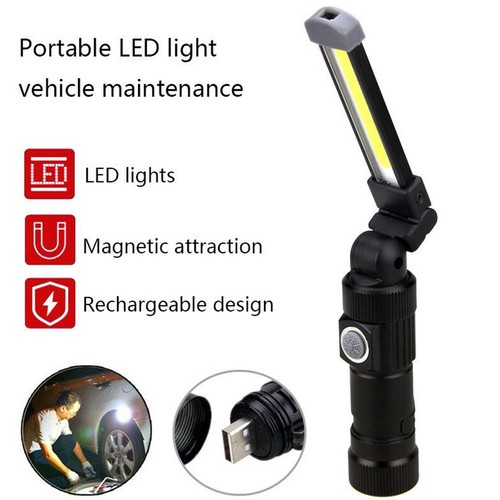 Portable Magnetic Rechargeable COB LED Work Light Flod Flashlight USB Torch Lamp