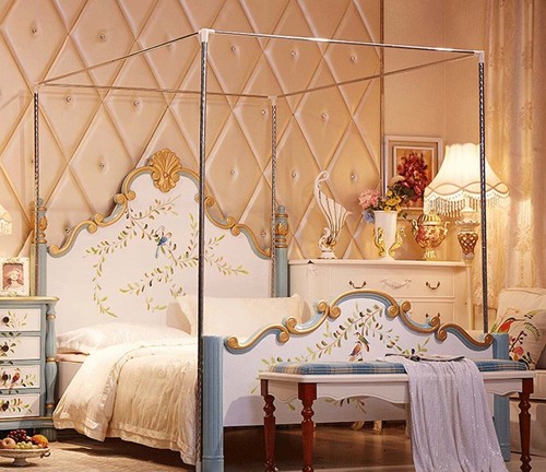 White 4 Corners Post Bed Canopy Curtain Netting Mosquito Net Or Frame Post