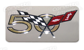 03 Corvette Exhaust Plate NEW 50th Emblem Stainless Steel 43743