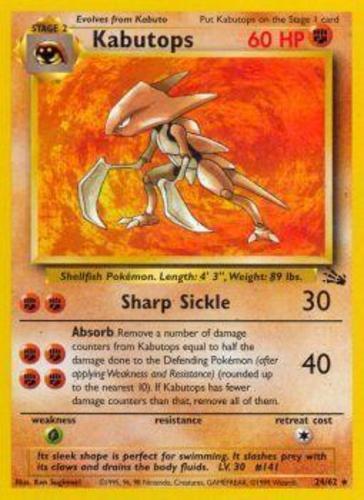 Rare Unlimited Edition NM-Mint Pokemon G1 24//62 Fossil 1x Kabutops