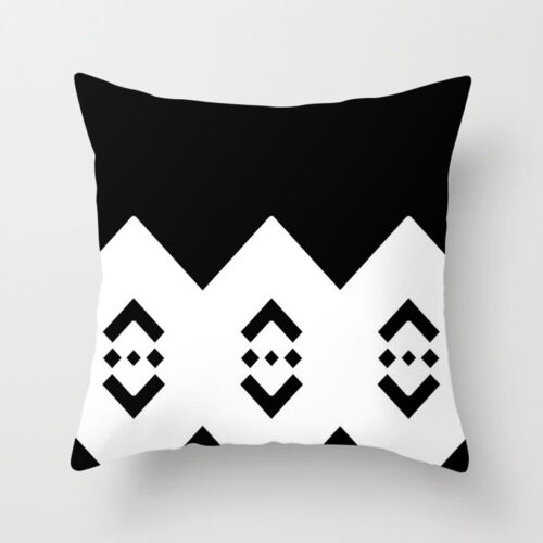 Pillow Case 18/'/' Geometric Cushion Cover Black And White Polyester Throw Square
