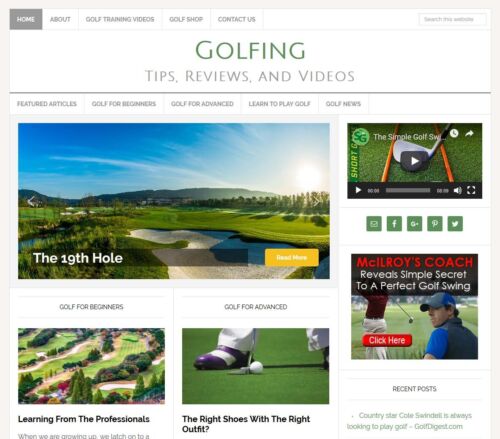 niche blog website business for sale w// AUTO UPDATING CONTENT! * GOLFING TIPS