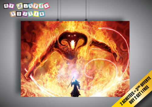 Poster Balrog Gandalf Battle Lord of the Rings Warlords Rings 