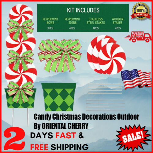 Candy Christmas Decorations Outdoor 44In Peppermint Xmas Yard NEW 2021