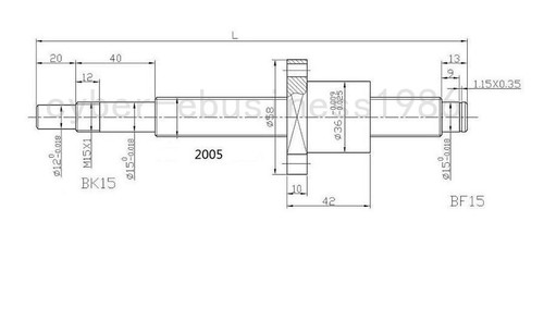 1 Set RM2005--1200mm Anti-backlashed Ballscrew /&BF15//BK15 /& 8*12mm Coupling