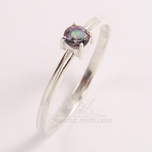 MYSTIC QUARTZ Gemstone Tiny Cute Ring Choose All Size 925 Sterling Silver