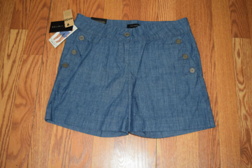 NWT Womens THE LIMITED Chambray Button Detail Flat Front Tailored Shorts Size 8