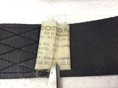 84 85 86 87 Honda CRX Left L Driver Side Front Seat Belt Seatbelt Black Used OEM