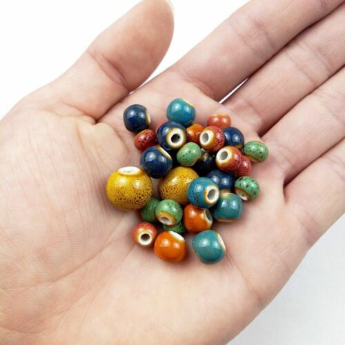 100 Pcs 6/8/10/12mm Glaze Ceramic Beads Necklace Loose Spacer Diy Jewelry Making 