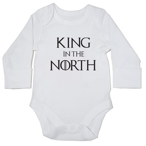 LONG SLEEVE KING IN THE NORTH baby grow vest bodysuit gift funny present 15158