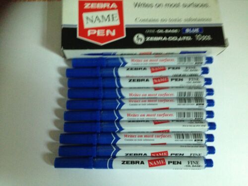 10pcs Zebra Oil Based Fine Point NAME marker pen BLUE Made in Japan FREE SHIP