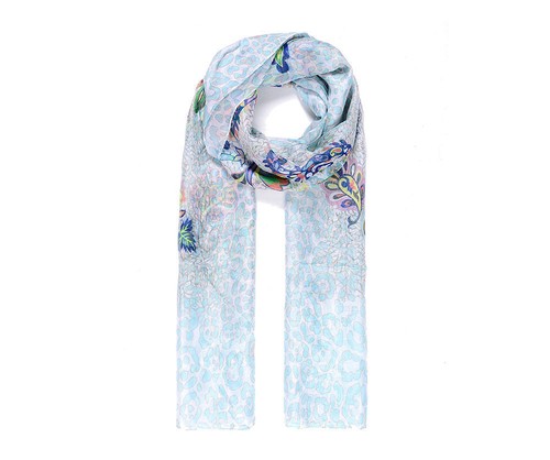 WOMAN/'S seta come Grande Stampa Paisley Blu Sciarpa Sciarpe Scialli UK