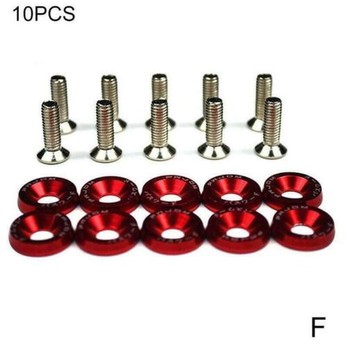 10pcs For JDM M6 Anodised Aluminium Modified Fender Bolts /& Washer Screw