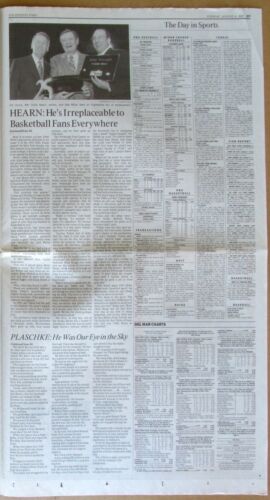 Chick Hearn Dies 2002/Los Angeles Times Newspaper-Los Angeles Lakers 