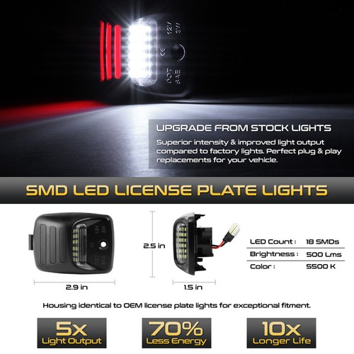 RED OLED TUBE 1 Pair Full LED License Plate Light For Tacoma//Tundra 2005-2015