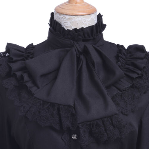 Victorian Blouse Womens Gothic Lolita Shirt Vintage Long Sleeve Lotus Ruffle Top