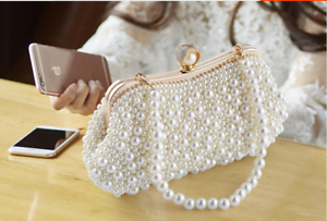 Details about   Women Ladies Party Bag Handbag Purse Pearl Evening Clutch Wedding Wallet Bags 